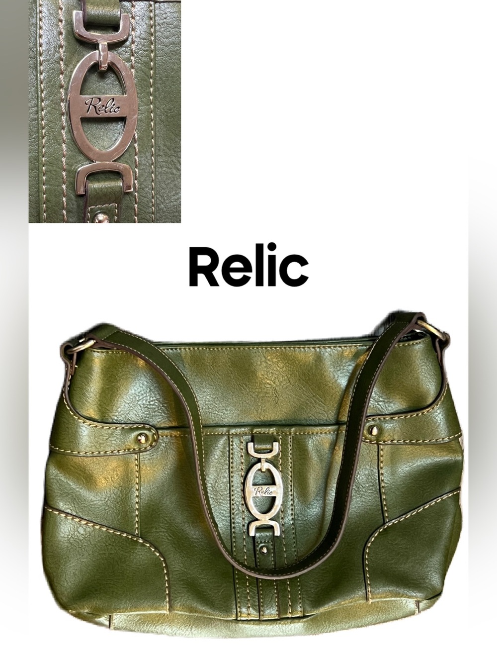 Relic Olive Shoulder Hobo Bag with Branded Hardware